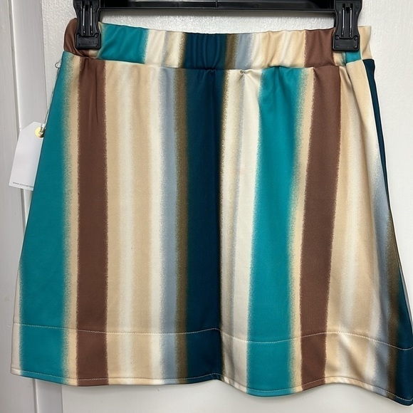 Coco + Jaimeson Striped Ponte Knit Double Slit Mini Elastic waistband, Sz S - Picture 9 of 14